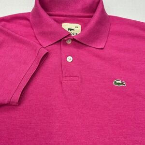 Lacoste Polo Shirt Mens Medium Pink Short Sleeve Slim Crocodile Log Preppy Golf